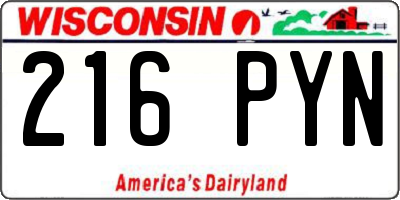 WI license plate 216PYN