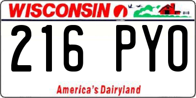 WI license plate 216PYO