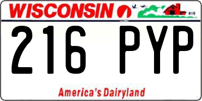 WI license plate 216PYP