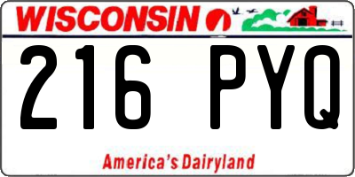 WI license plate 216PYQ