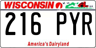 WI license plate 216PYR