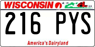 WI license plate 216PYS