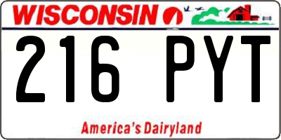 WI license plate 216PYT