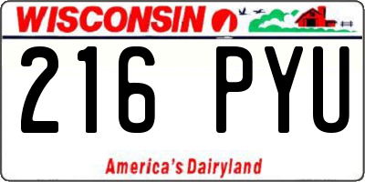 WI license plate 216PYU