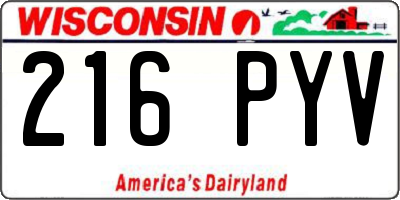 WI license plate 216PYV