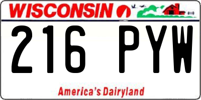 WI license plate 216PYW