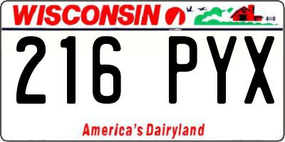 WI license plate 216PYX