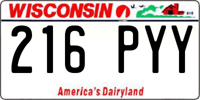 WI license plate 216PYY