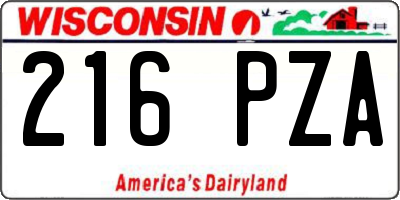 WI license plate 216PZA