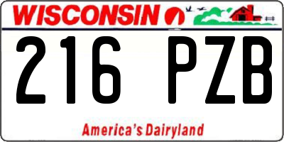 WI license plate 216PZB