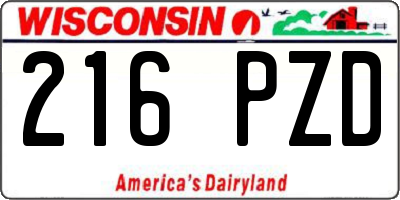 WI license plate 216PZD
