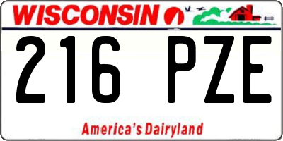 WI license plate 216PZE