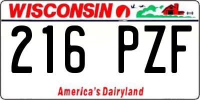 WI license plate 216PZF