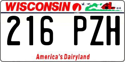 WI license plate 216PZH