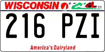 WI license plate 216PZI