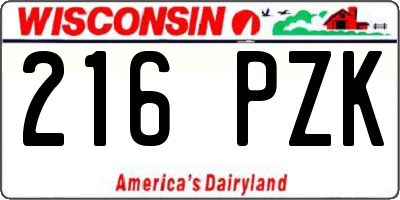 WI license plate 216PZK