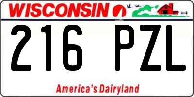 WI license plate 216PZL