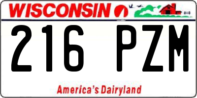 WI license plate 216PZM