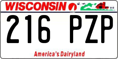 WI license plate 216PZP