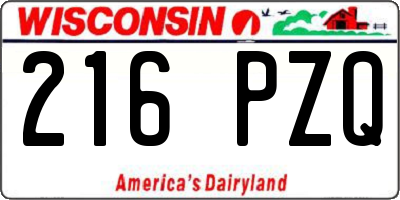 WI license plate 216PZQ