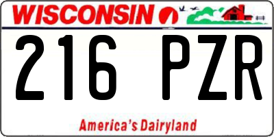 WI license plate 216PZR