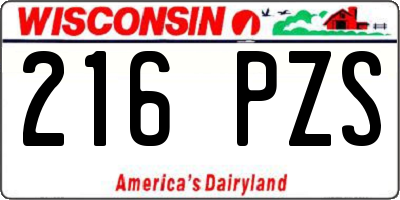 WI license plate 216PZS