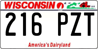 WI license plate 216PZT