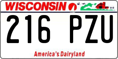 WI license plate 216PZU