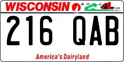 WI license plate 216QAB