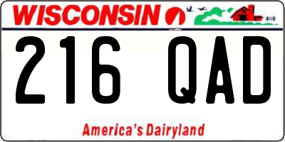 WI license plate 216QAD