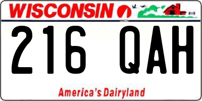 WI license plate 216QAH