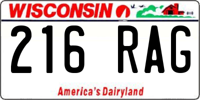 WI license plate 216RAG