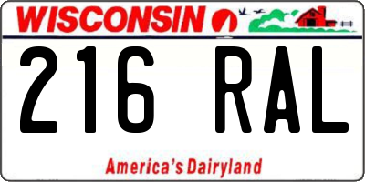 WI license plate 216RAL