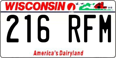 WI license plate 216RFM