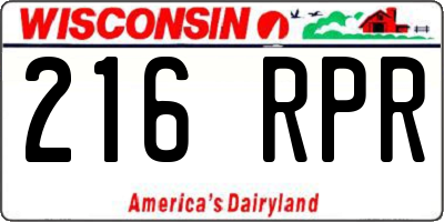 WI license plate 216RPR