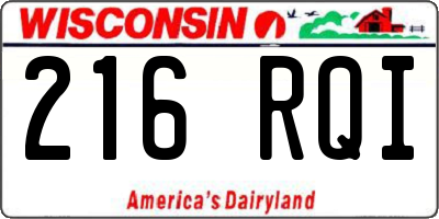 WI license plate 216RQI