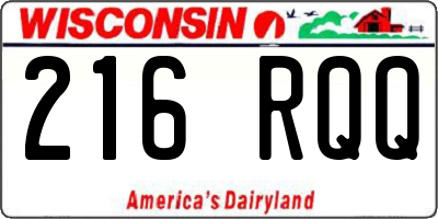 WI license plate 216RQQ