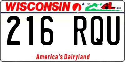 WI license plate 216RQU