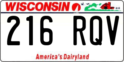 WI license plate 216RQV
