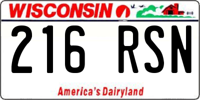 WI license plate 216RSN