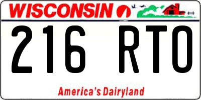 WI license plate 216RTO