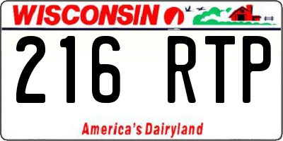 WI license plate 216RTP