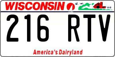 WI license plate 216RTV
