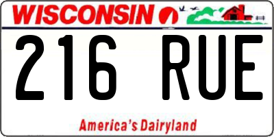WI license plate 216RUE