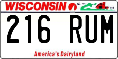 WI license plate 216RUM