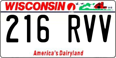 WI license plate 216RVV