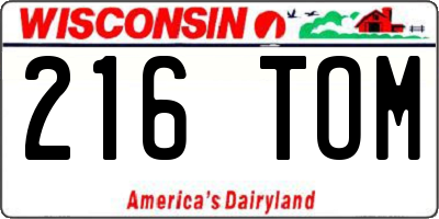 WI license plate 216TOM