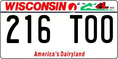 WI license plate 216TOO