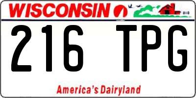 WI license plate 216TPG