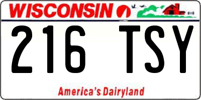 WI license plate 216TSY